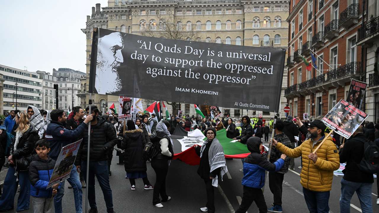 Annual al-Quds Day (Jerusalem Day) rally in support of the Palestinian people, in London