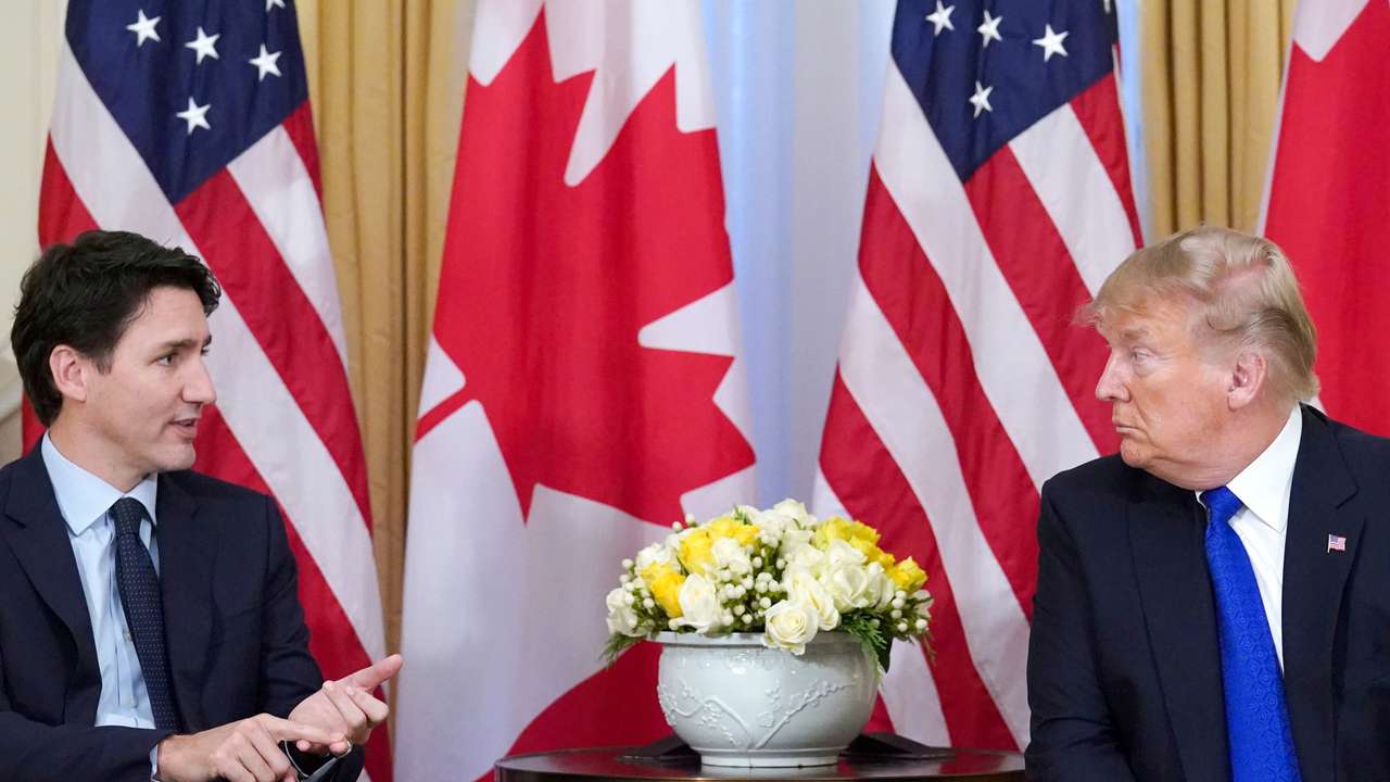 U.S. President Trump and Canada's PM Trudeau meet, ahead of the NATO summit, in London