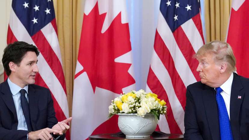 U.S. President Trump and Canada's PM Trudeau meet, ahead of the NATO summit, in London
