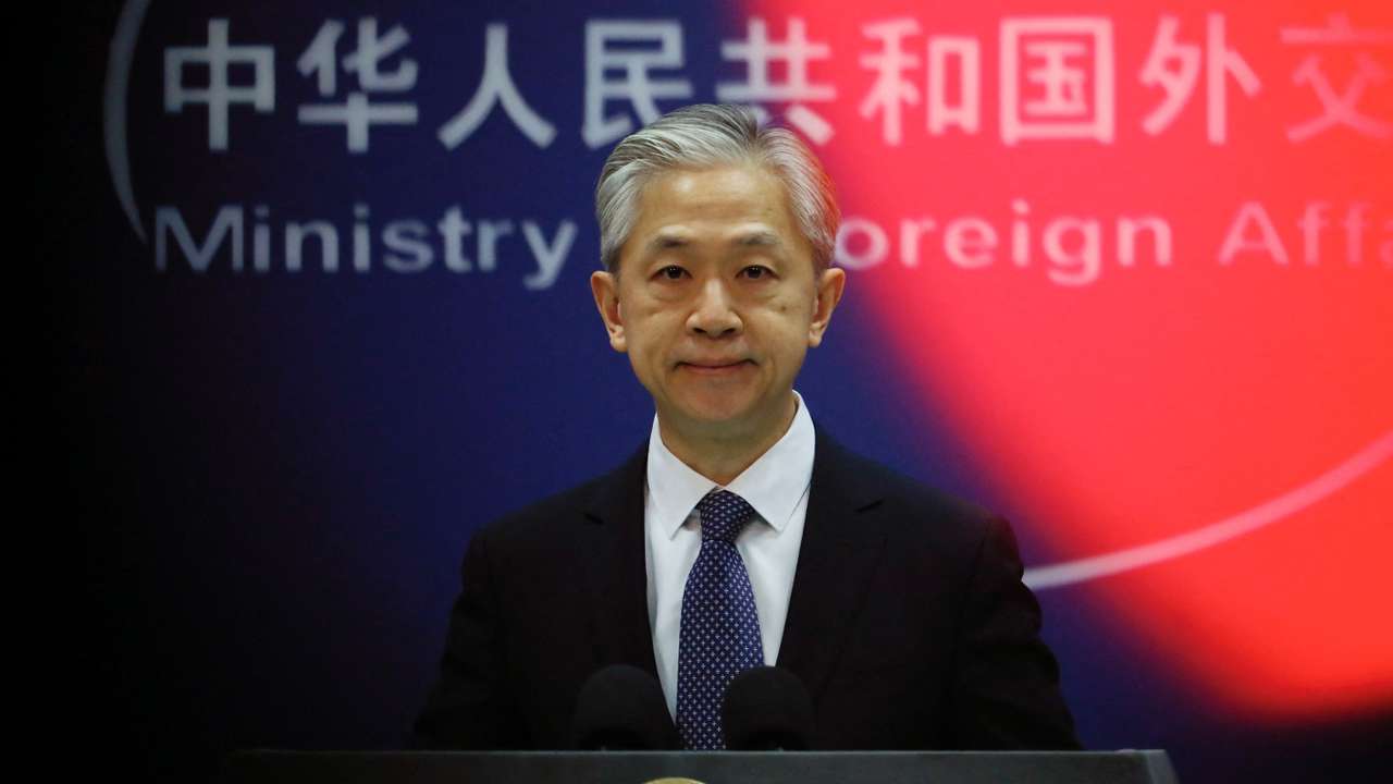 Chinese Foreign Ministry spokesperson Wang Wenbin speaks during a press conference in Beijing