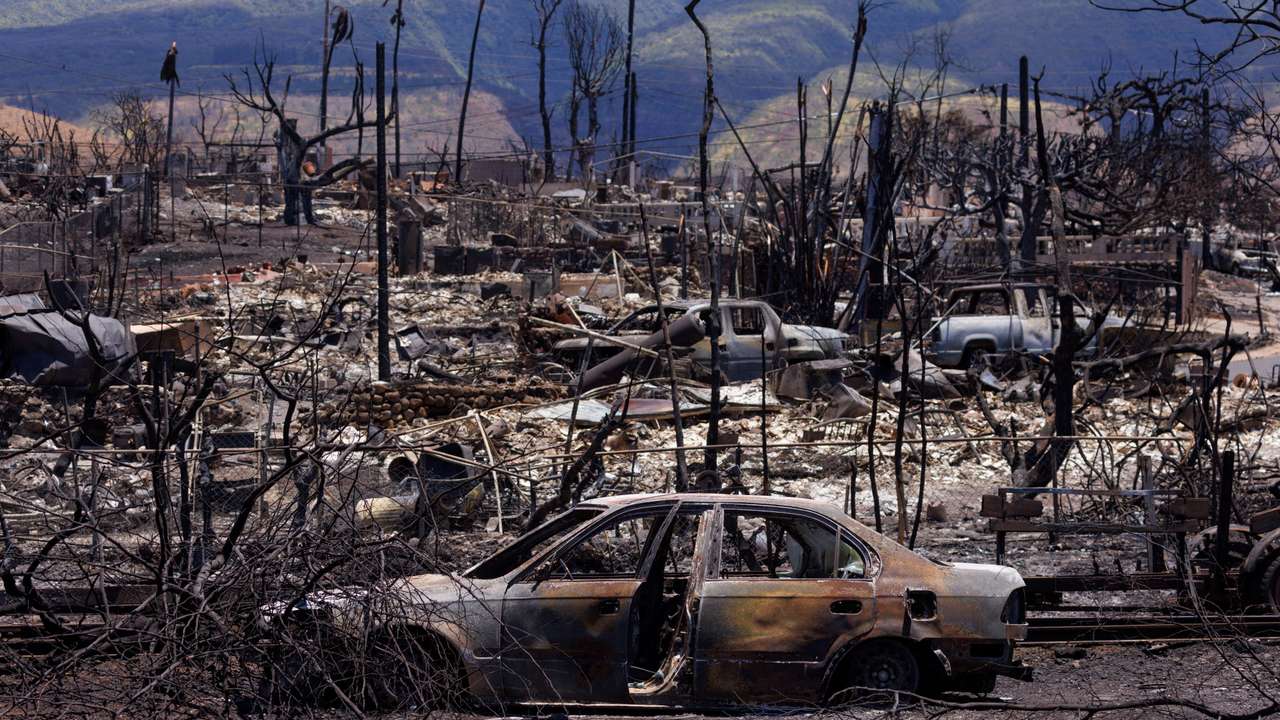 FILE PHOTO: Fire damage is shown in Lahaina, Maui