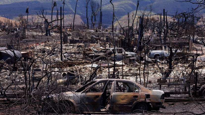 FILE PHOTO: Fire damage is shown in Lahaina, Maui