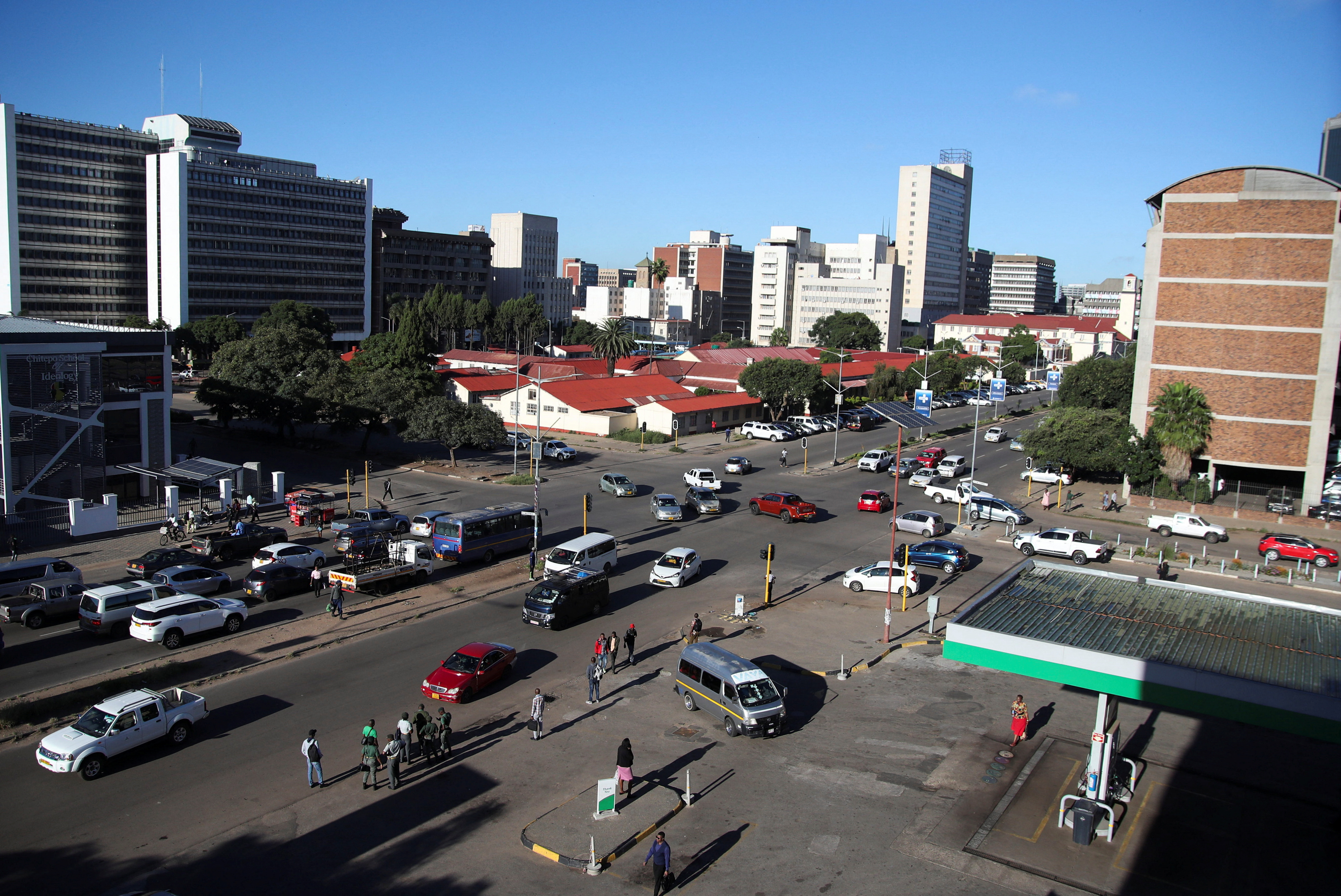 A general view of commuters in the capital Harare