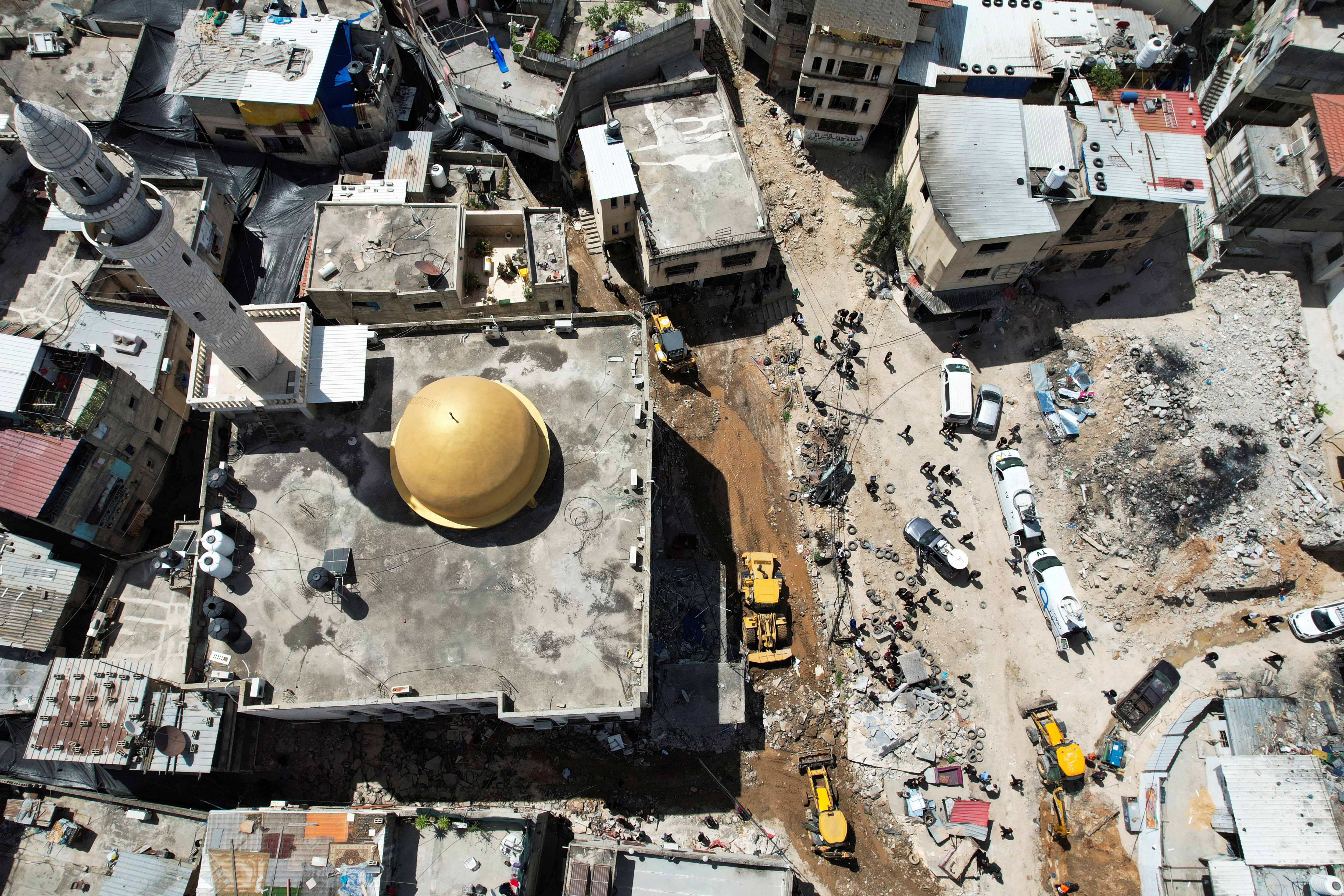 Aftermath of an Israeli raid at Nur Shams camp, in Tulkarm