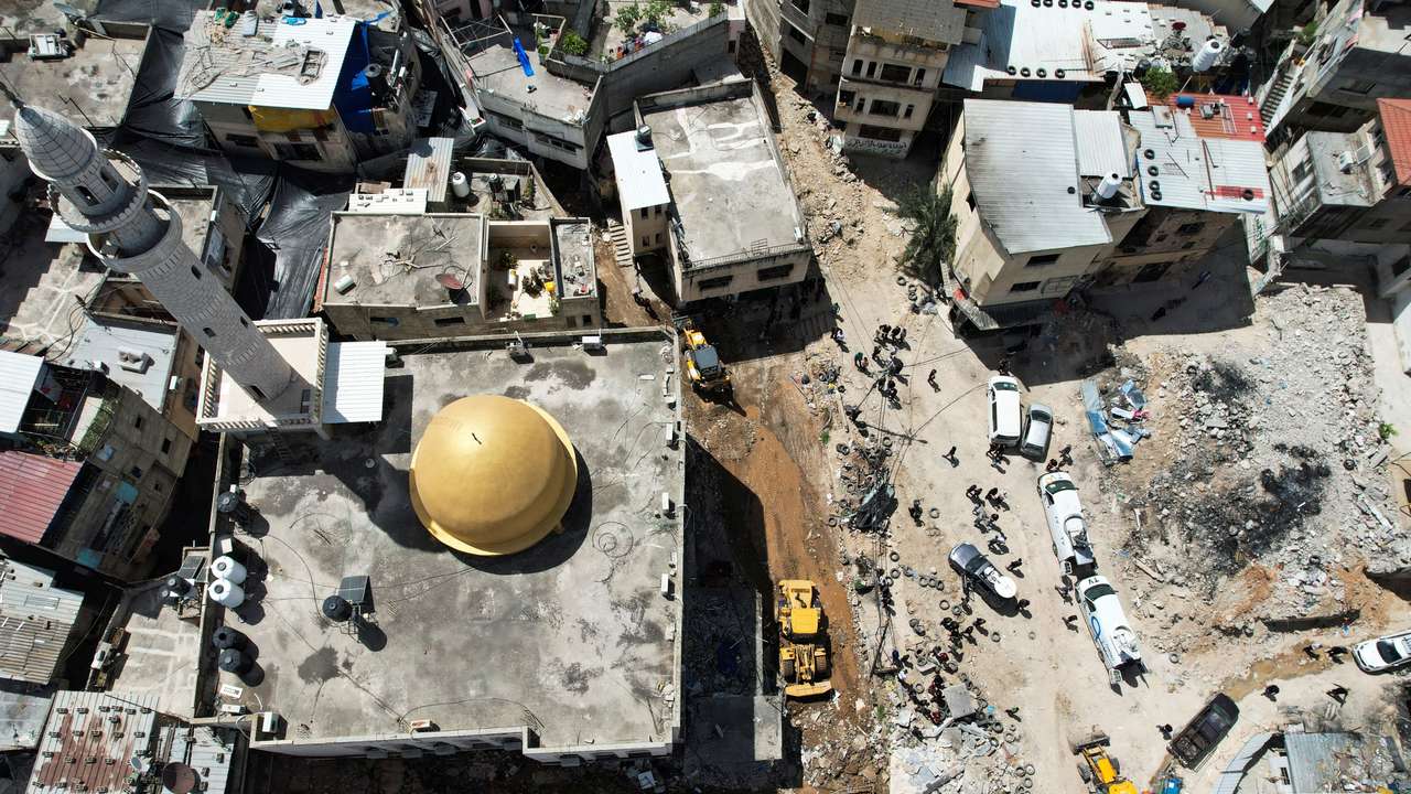 Aftermath of an Israeli raid at Nur Shams camp, in Tulkarm