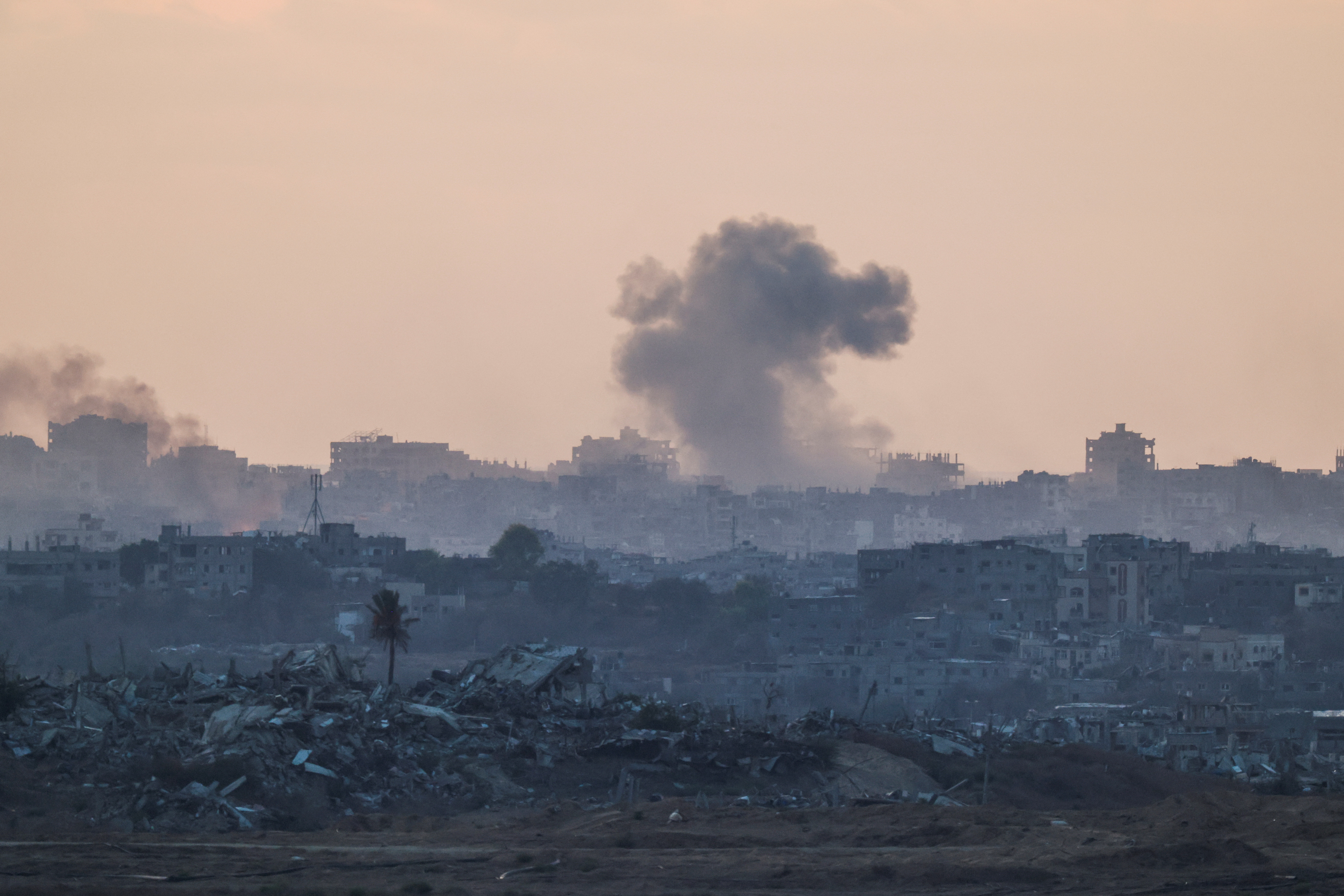 Smoke rises in northern Gaza