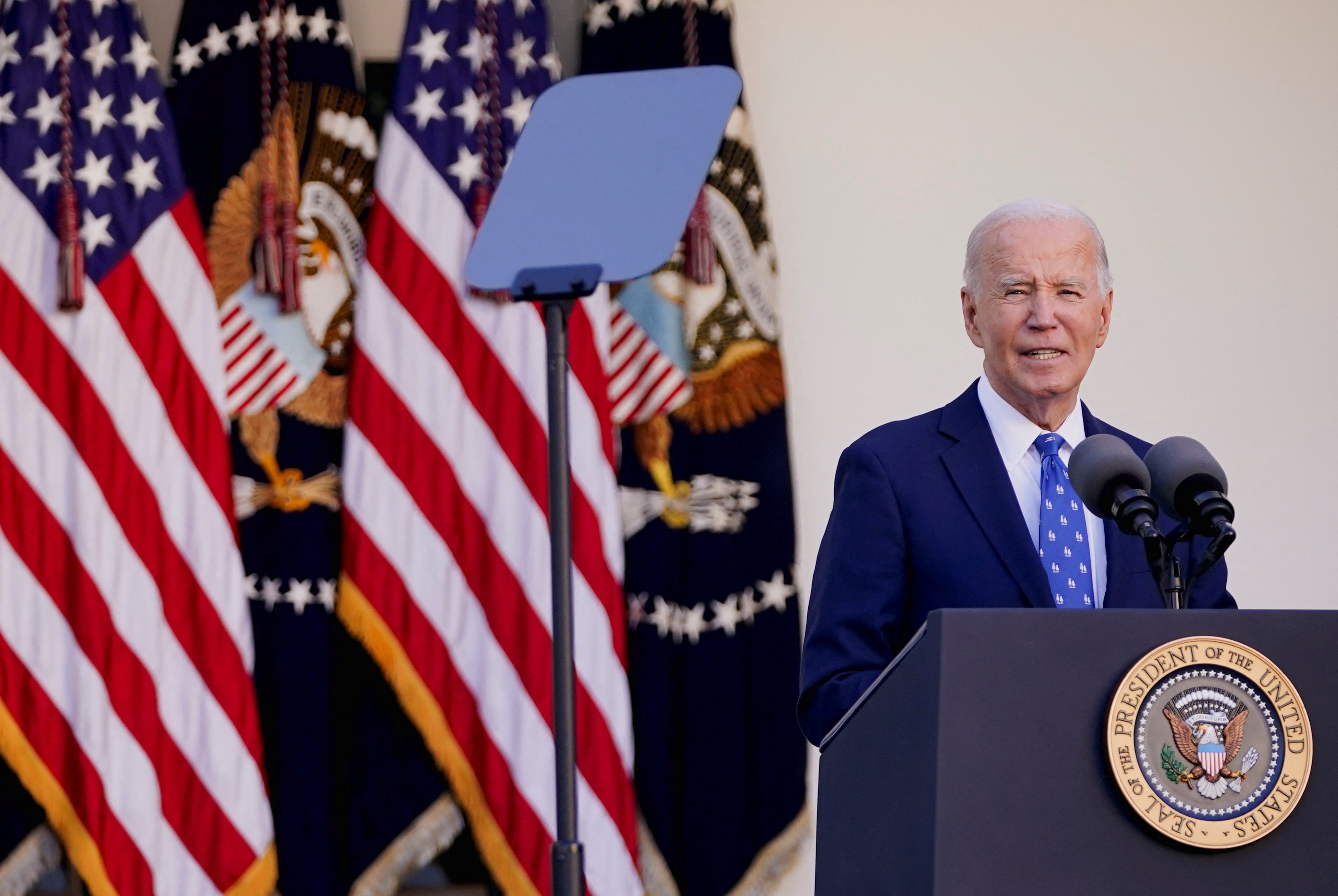 U.S. President Joe Biden delivers remarks at the White House