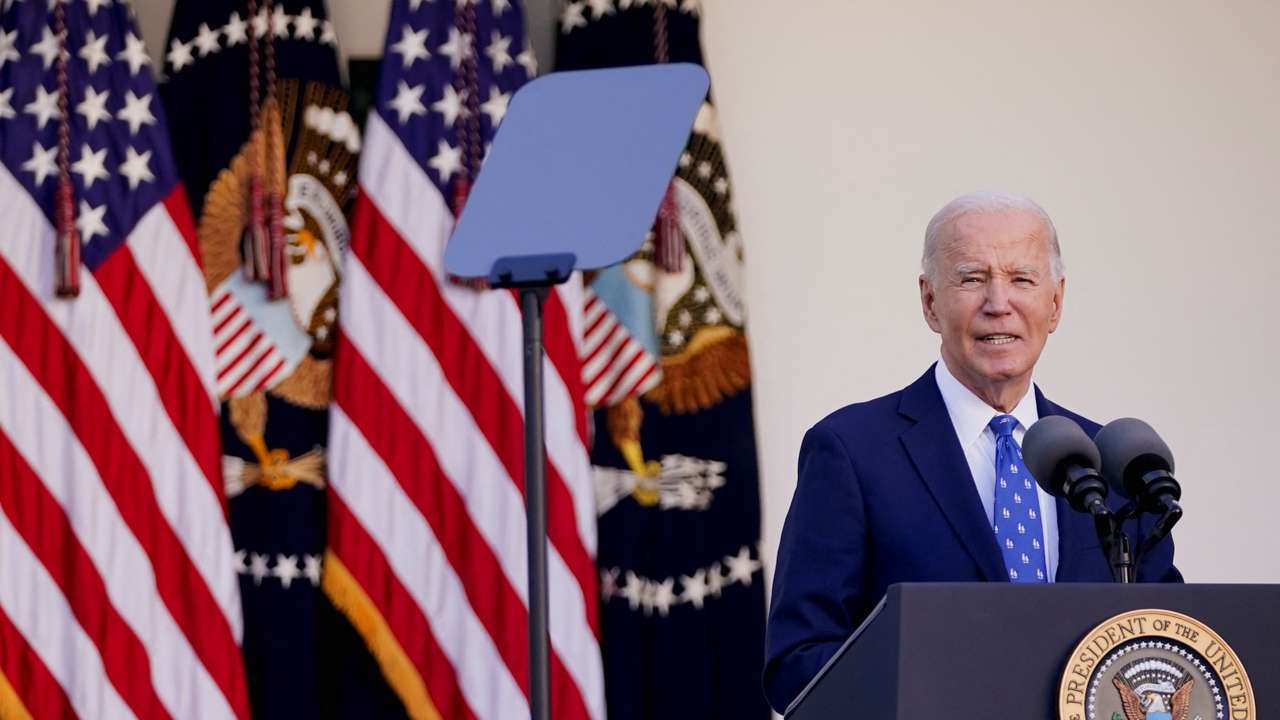 U.S. President Joe Biden delivers remarks at the White House