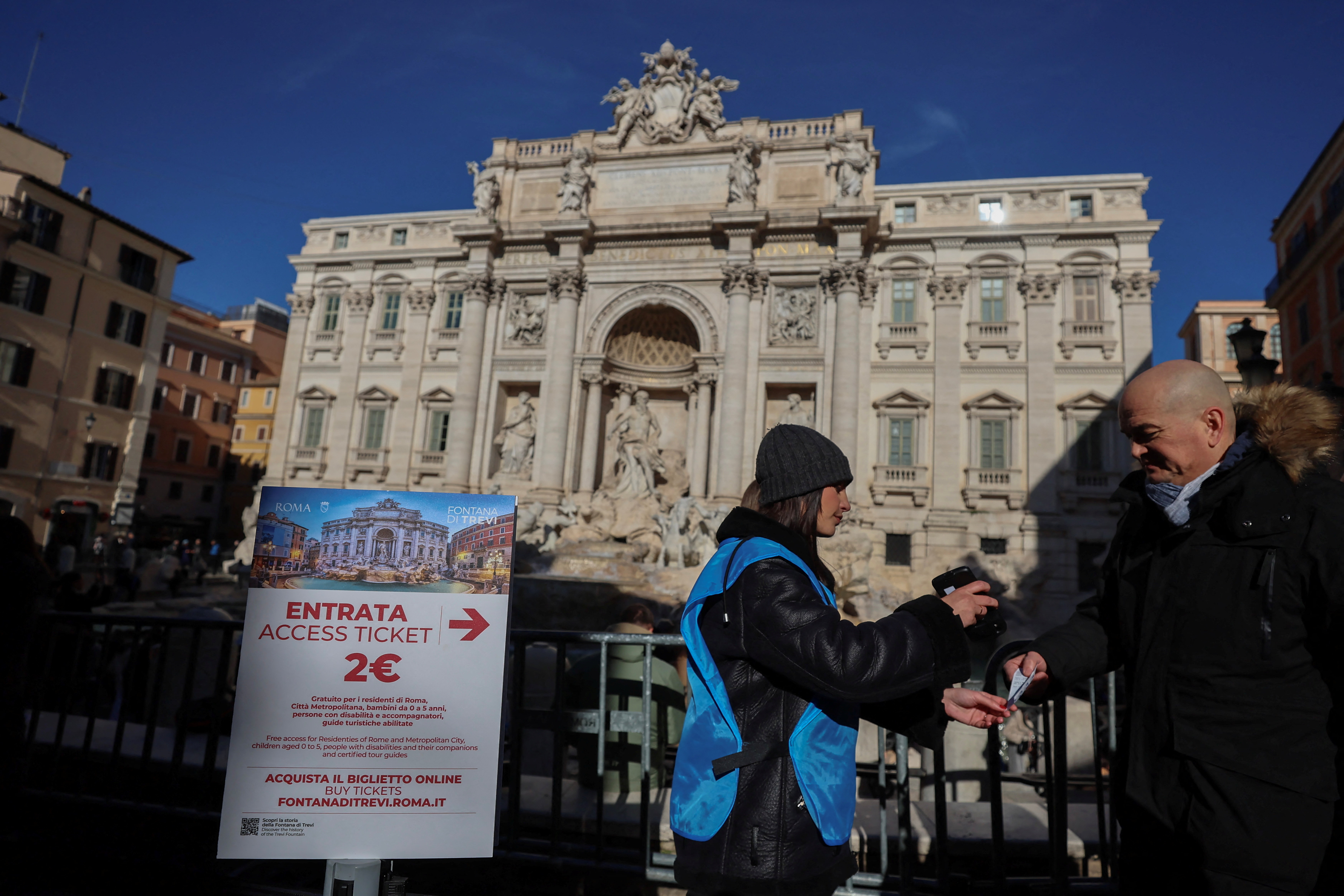 Rome starts charging tourists to get close to the famed Trevi Fountain