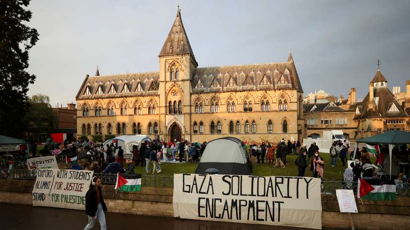 British students occupy university campuses in protest against conflict between Israel and Hamas, in Oxford