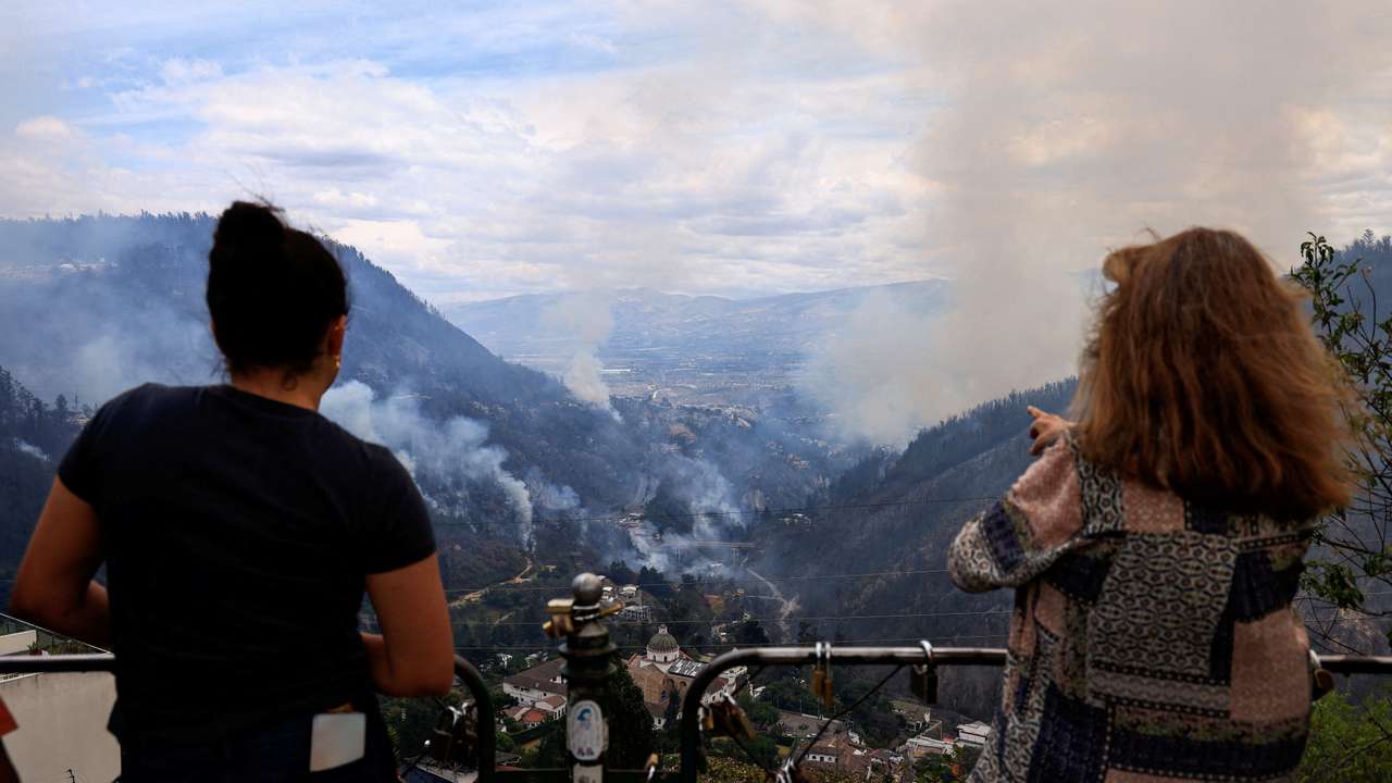 Wildfires burn, in Quito