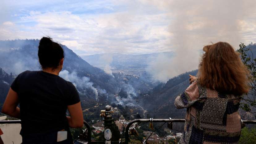 Wildfires burn, in Quito