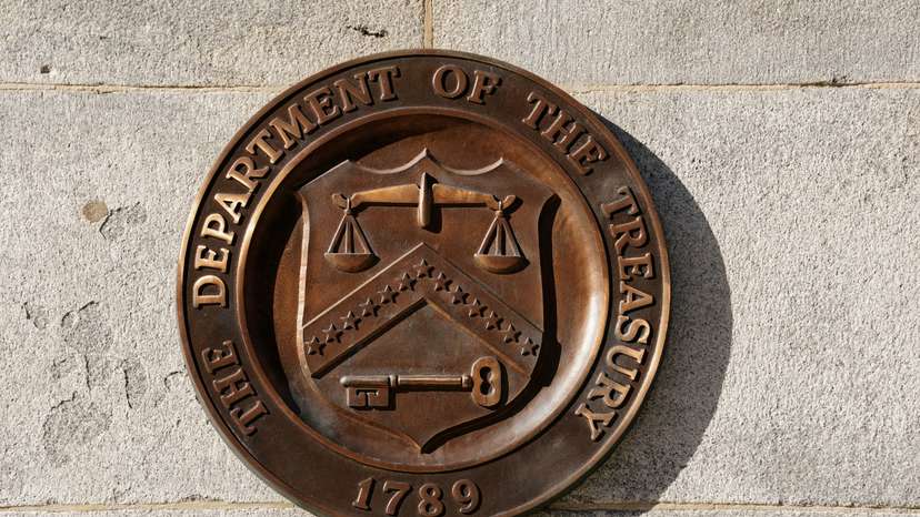 FILE PHOTO: The U.S Treasury building in Washington.