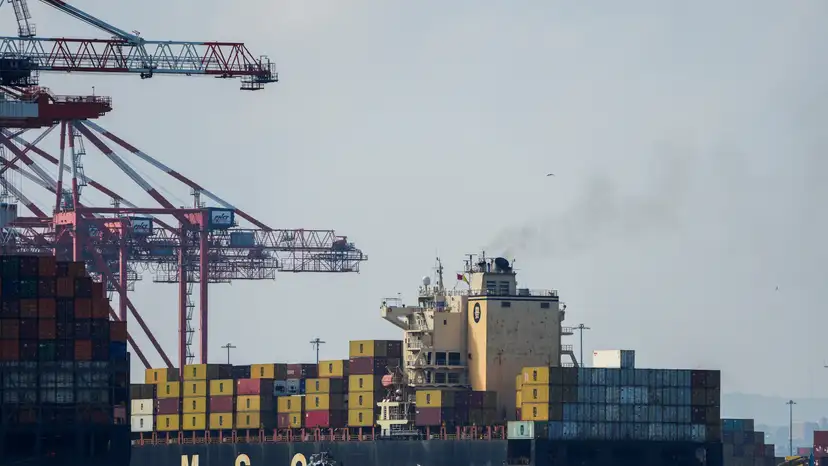 Container ship MSC Ronit R docks in Newark after arriving from France