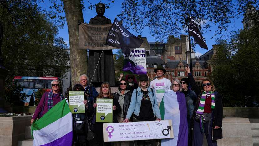 People await a ruling on an appeal by For Women Scotland in London