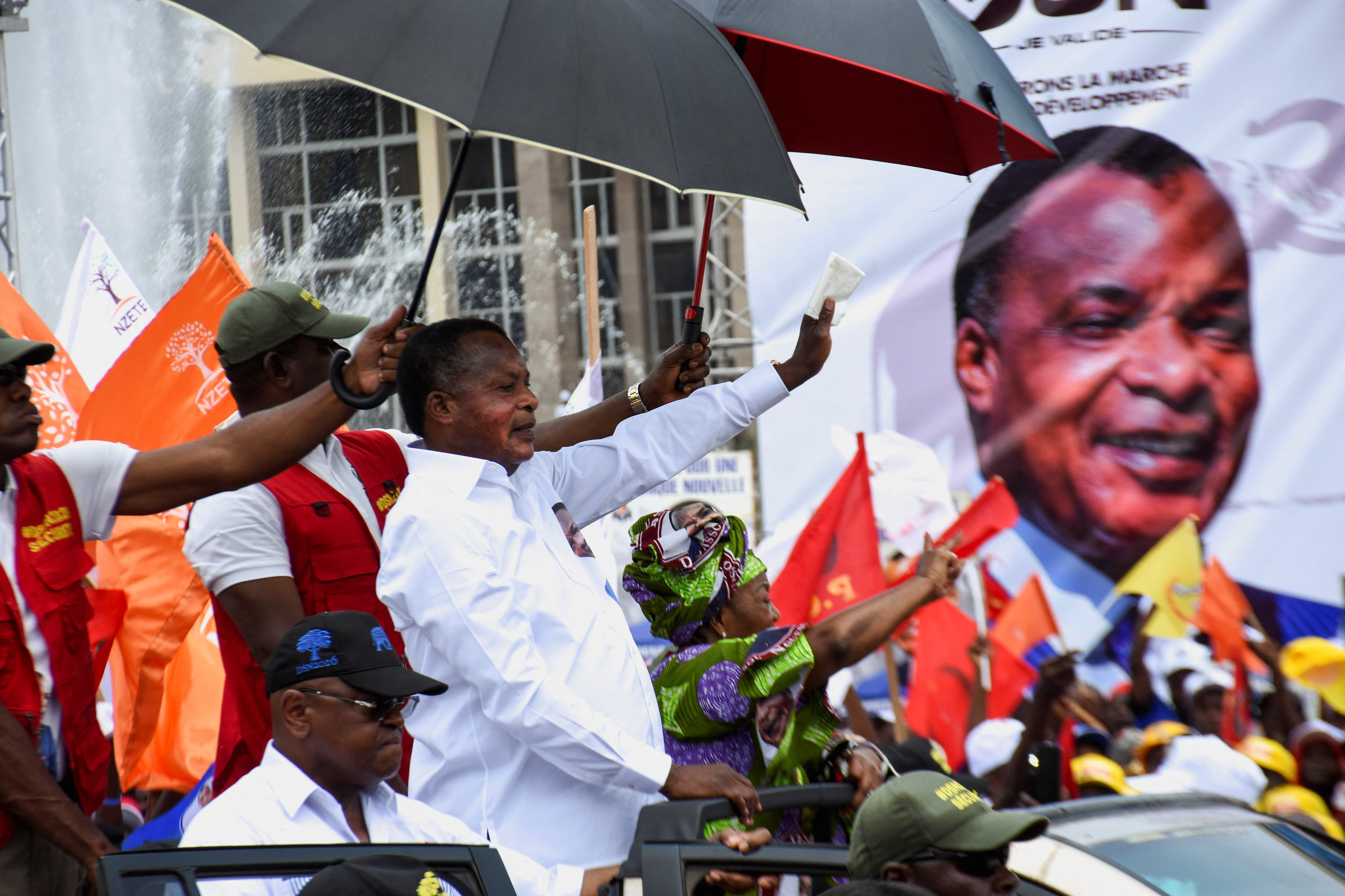 Outgoing President of the Republic of Congo Denis Sassou Nguesso, who is running for re‑election, holds final campaign rally in Brazzaville