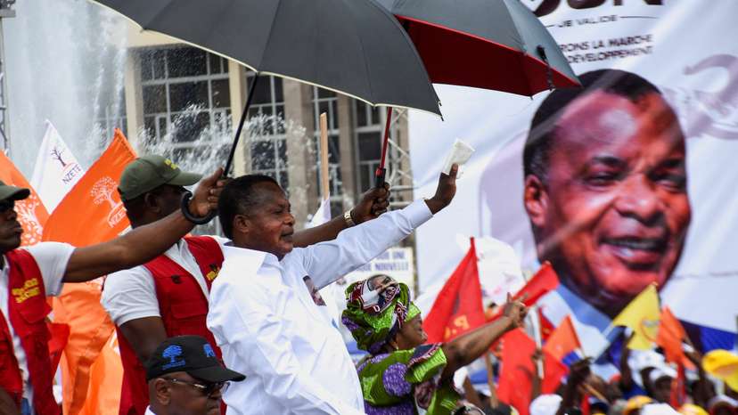 Outgoing President of the Republic of Congo Denis Sassou Nguesso, who is running for re‑election, holds final campaign rally in Brazzaville