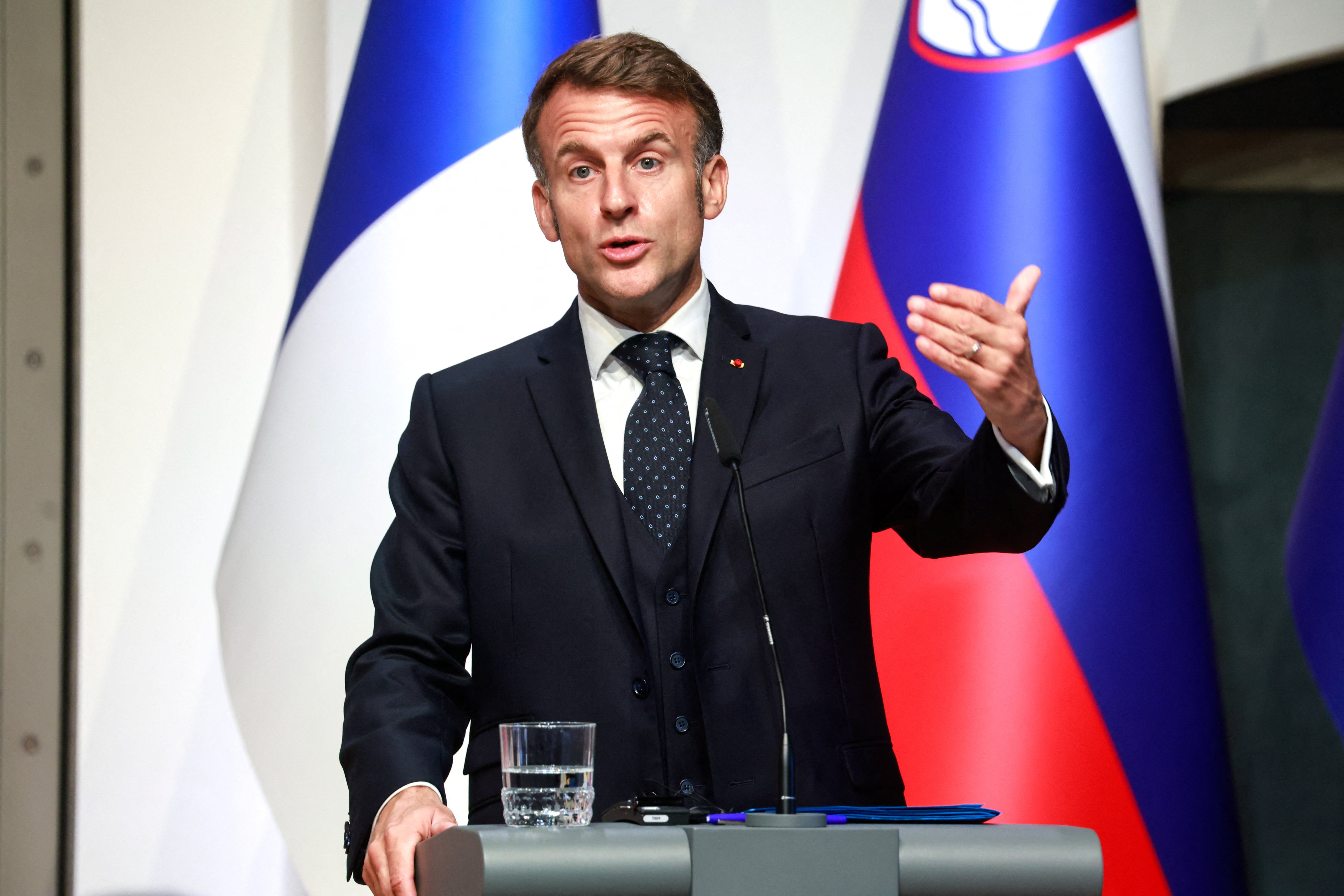 French President Macron meets with Slovenian PM Golob, at Ljubljana castle