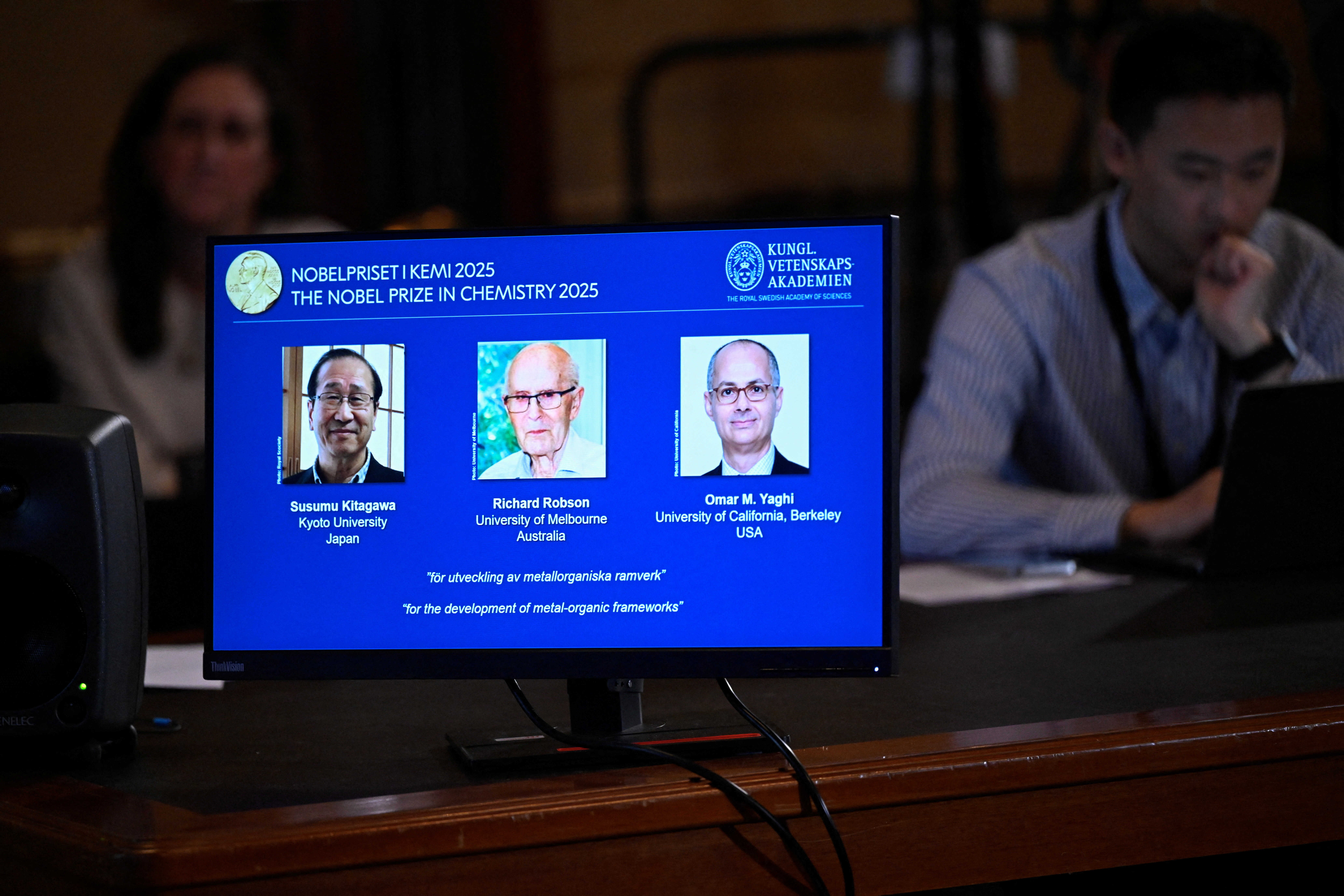 The Nobel Prize in Chemistry is announced at the Royal Swedish Academy of Sciences in Stockholm