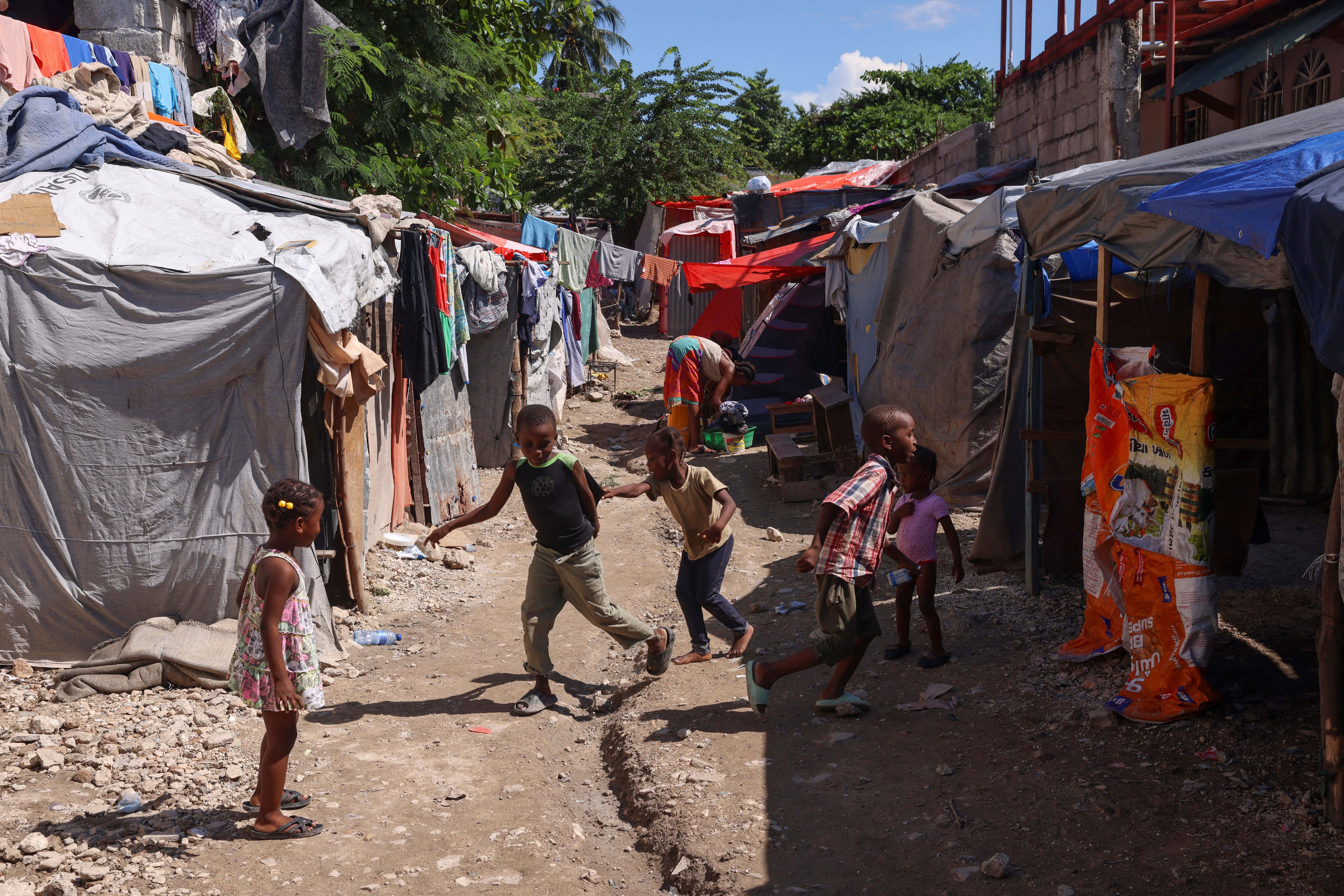 Haitians displaced by gang violence take shelter in refugee camp, in Port-au-Prince