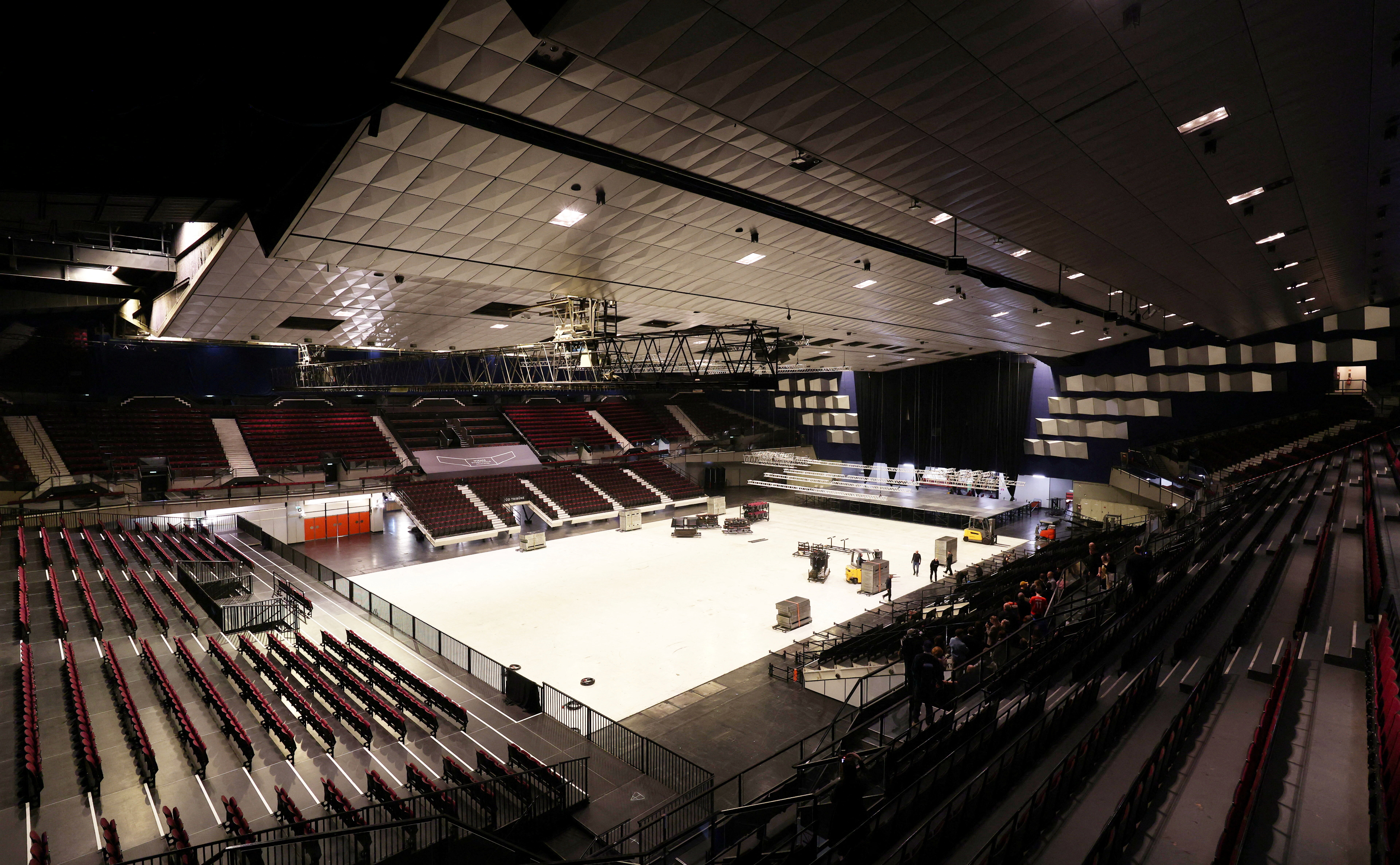 Construction work is ongoing in the main hall of Wiener Stadthalle, the venue of next year's Eurovision in Vienna