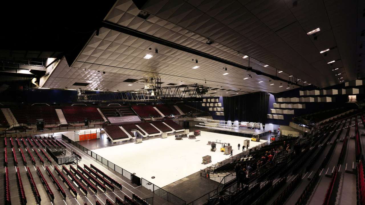 Construction work is ongoing in the main hall of Wiener Stadthalle, the venue of next year's Eurovision in Vienna