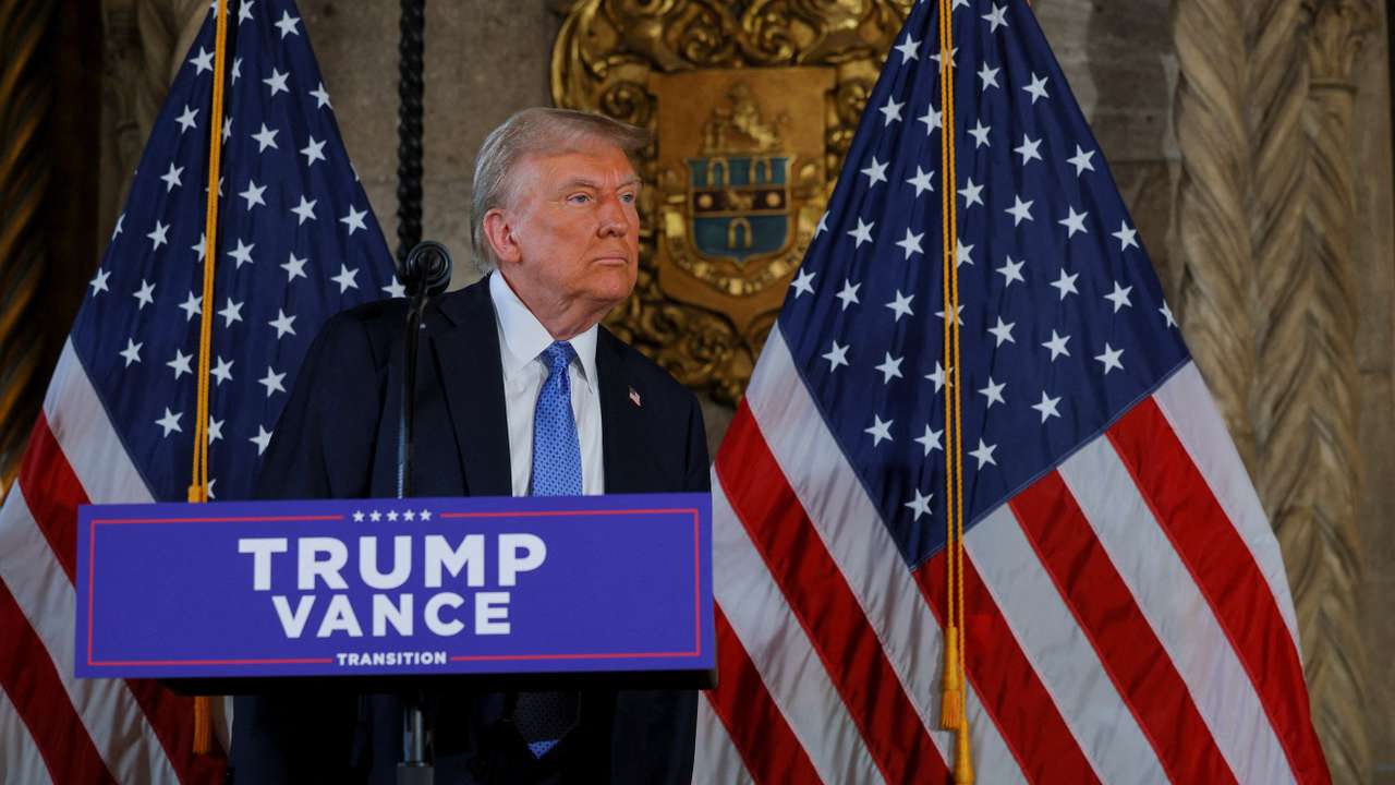 U.S. President-elect Donald Trump delivers remarks at Mar-a-Lago in Palm Beach