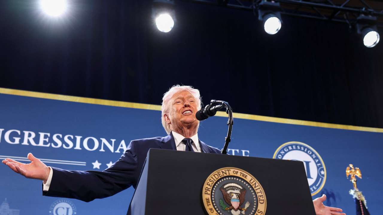 U.S. President Donald Trump delivers remarks to members of the Republican Party, at Trump National Doral Miami in Miami