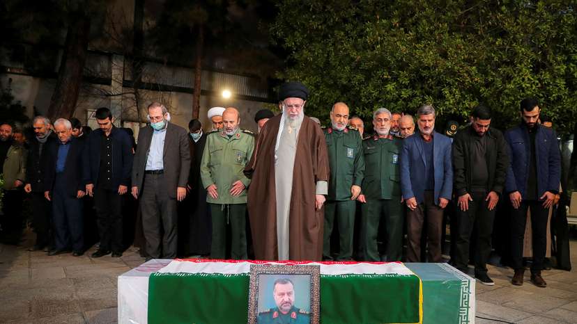 Funeral of senior adviser for Iran's Revolutionary Guards, Sayyed Razi Mousavi, in Tehran