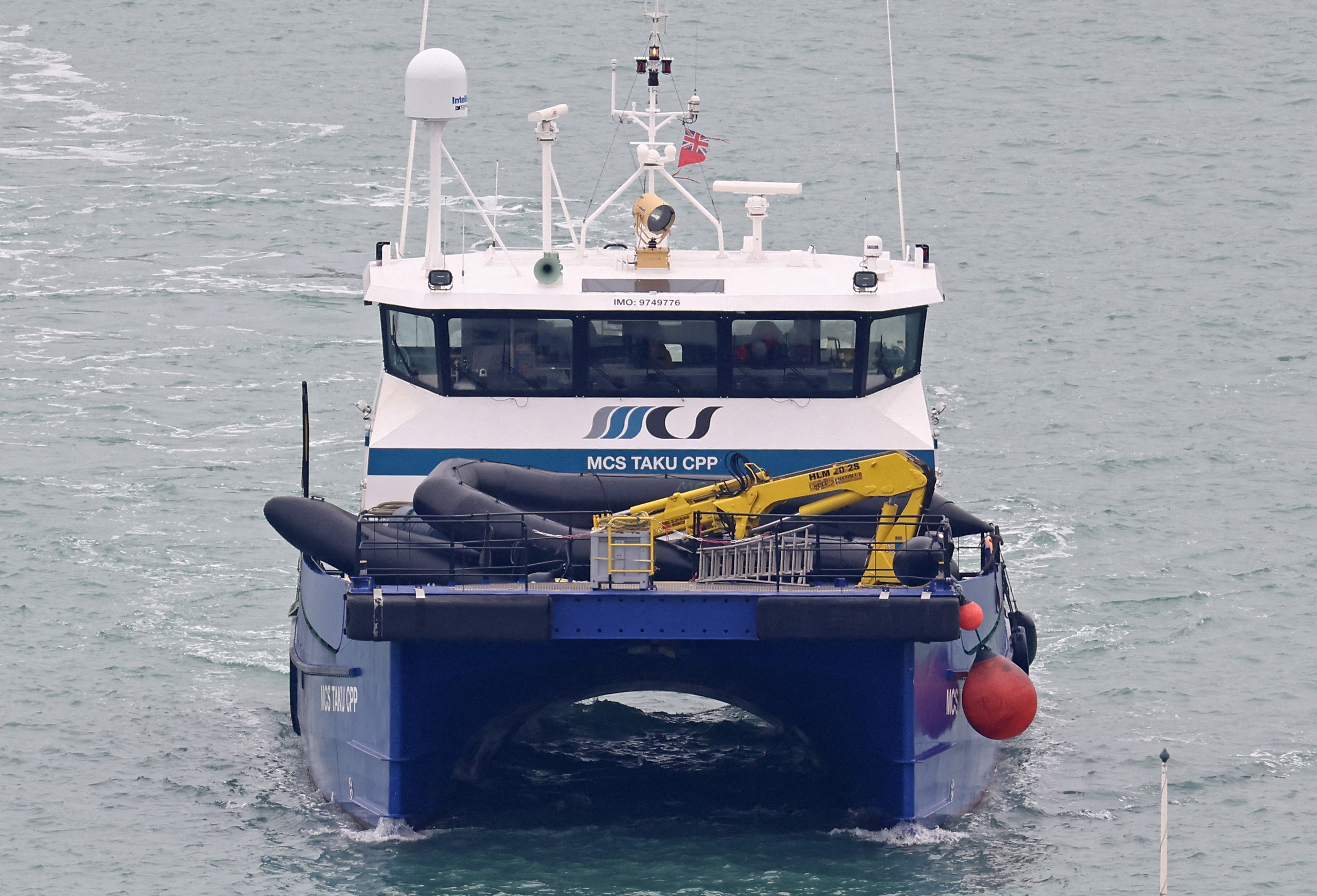 FILE PHOTO: Dinghies, believed to have carried migrants, unloaded at Port of Dover, Dover