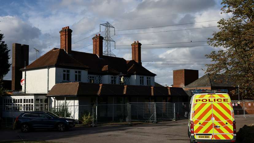 Protesters attend an anti-immigration demonstration outside The Bell Hotel, in Epping