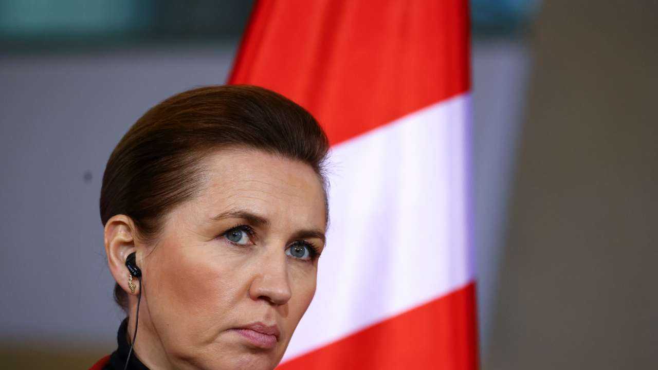 German Chancellor Olaf Scholz and Danish Prime Minister Mette Frederiksen attend a press conference, at the Chancellery in Berlin