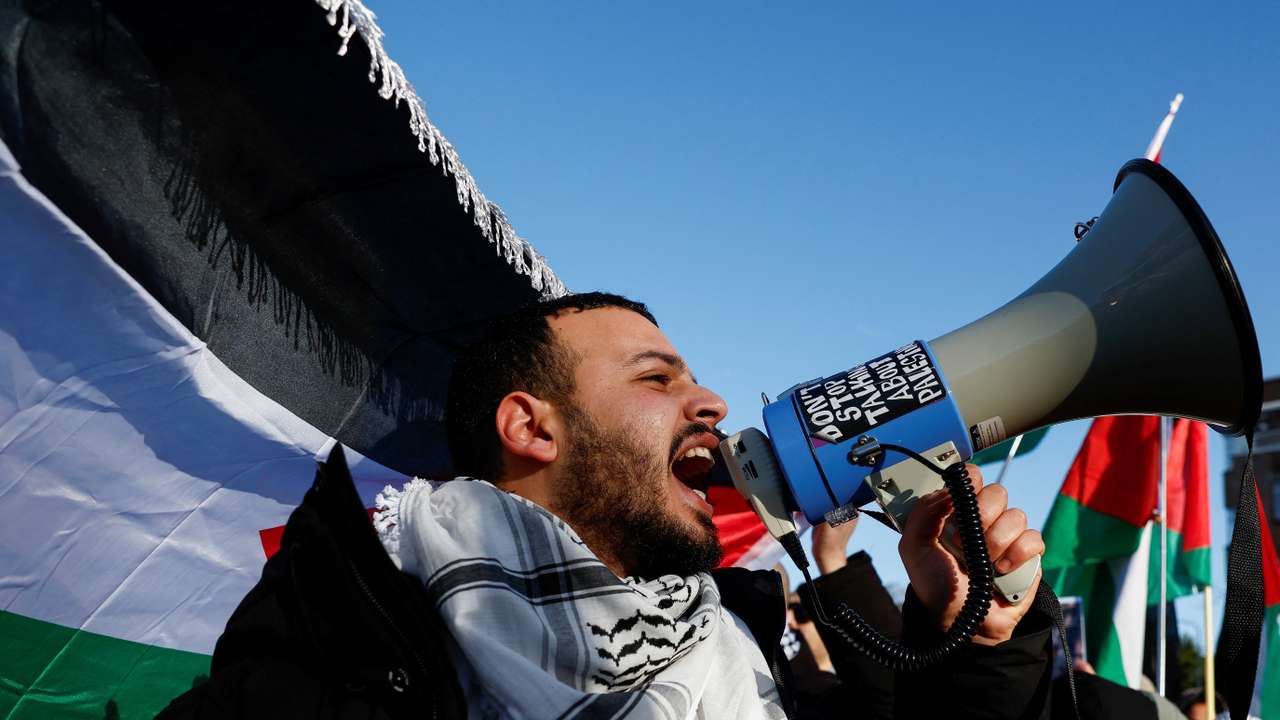 Demonstrations outside the International Court of Justice (ICJ) in The Hague