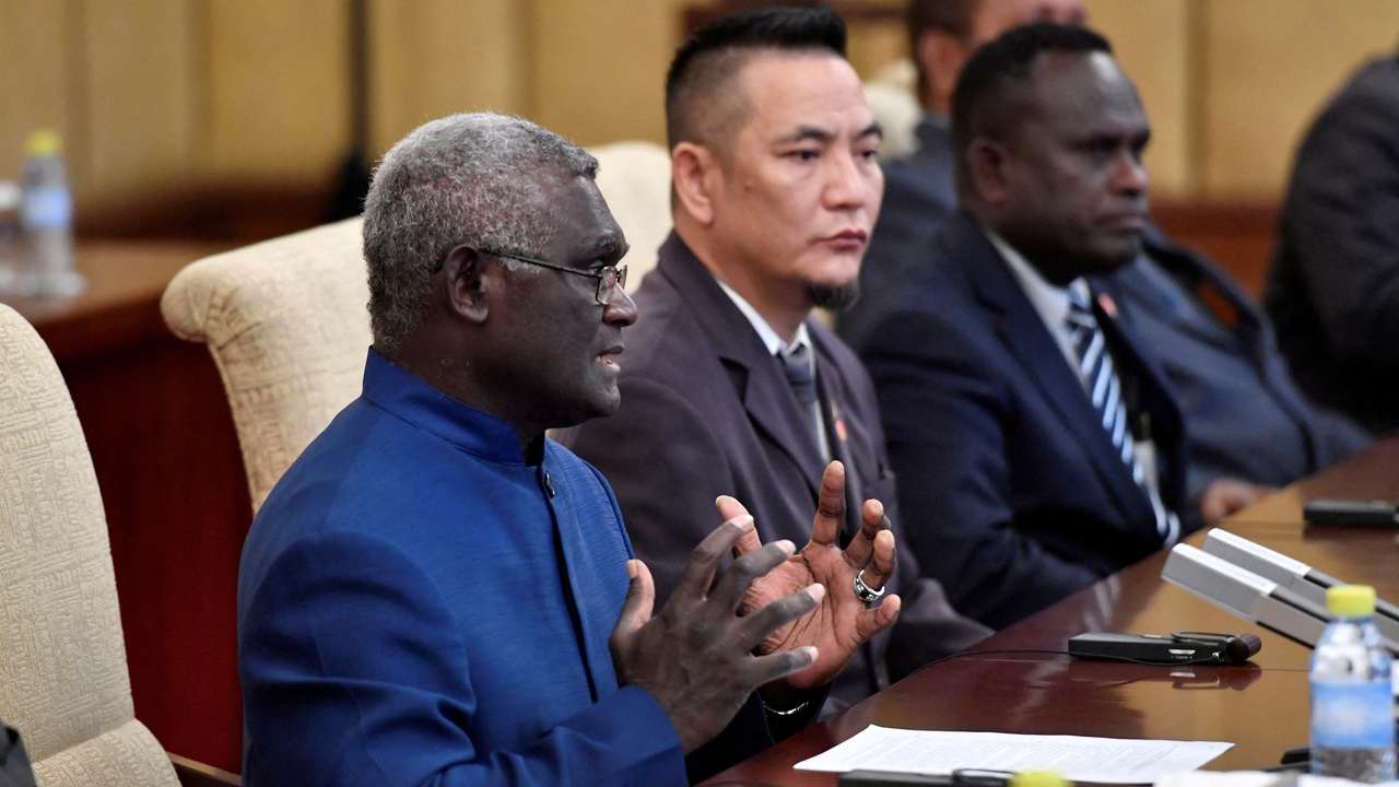 FILE PHOTO: FILE PHOTO: Solomon Islands Prime Minister Manasseh Sogavare in Beijing