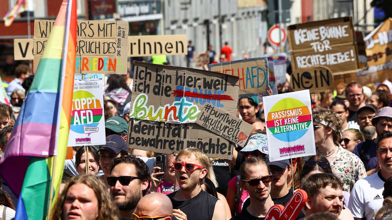 Protest as Germany's far-right AfD holds party convention, in Essen