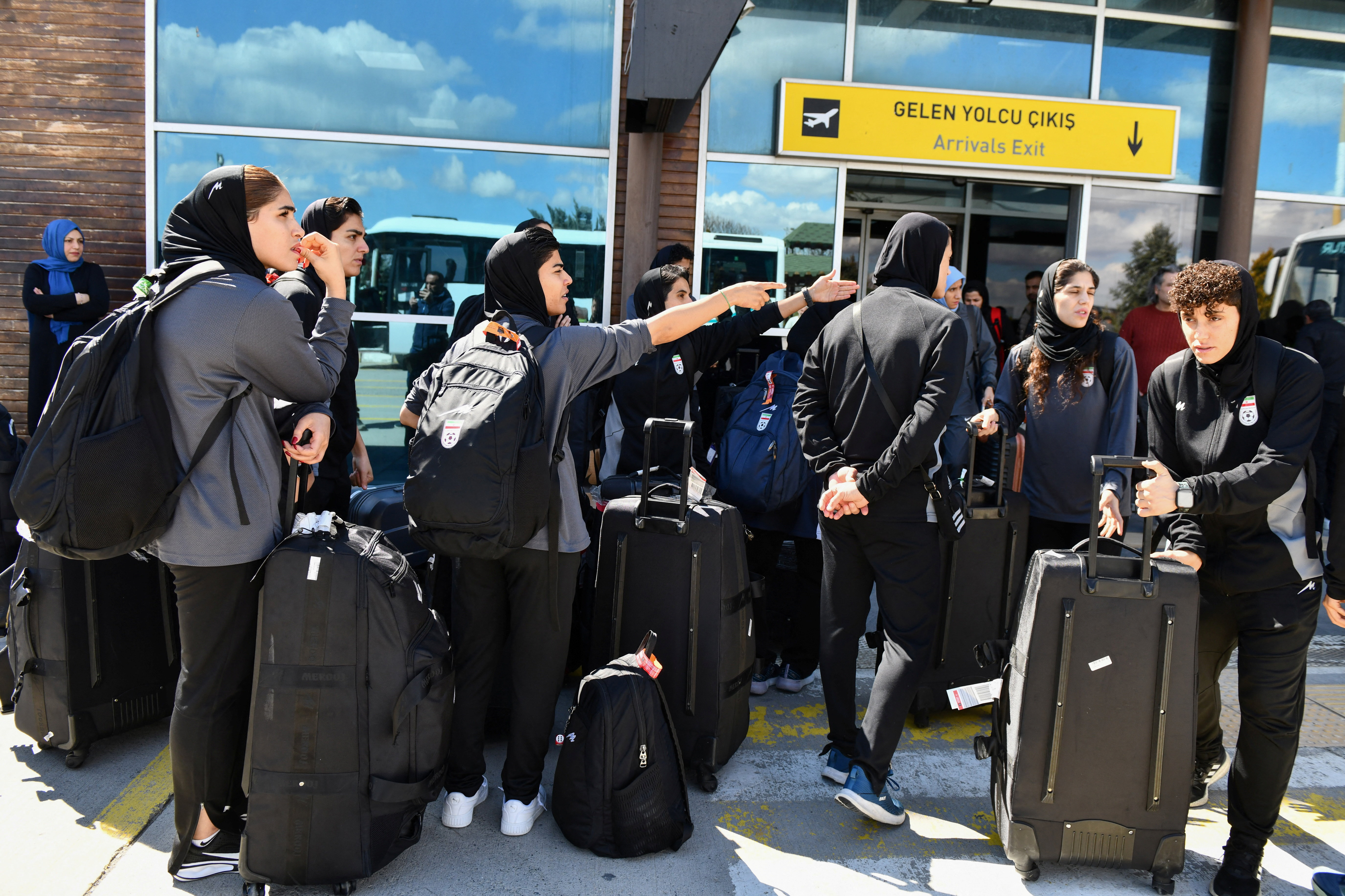 Members of Iranian women's national soccer team travel back home, in Igdir
