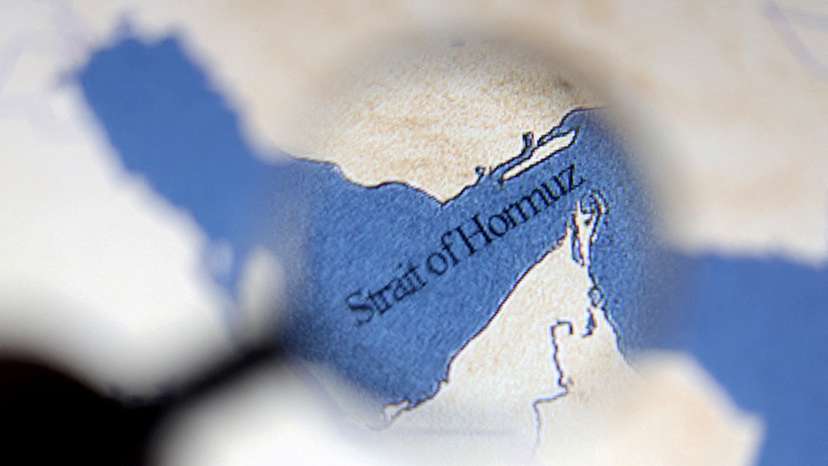 FILE PHOTO: Illustration shows map showing the Strait of Hormuz and Iran