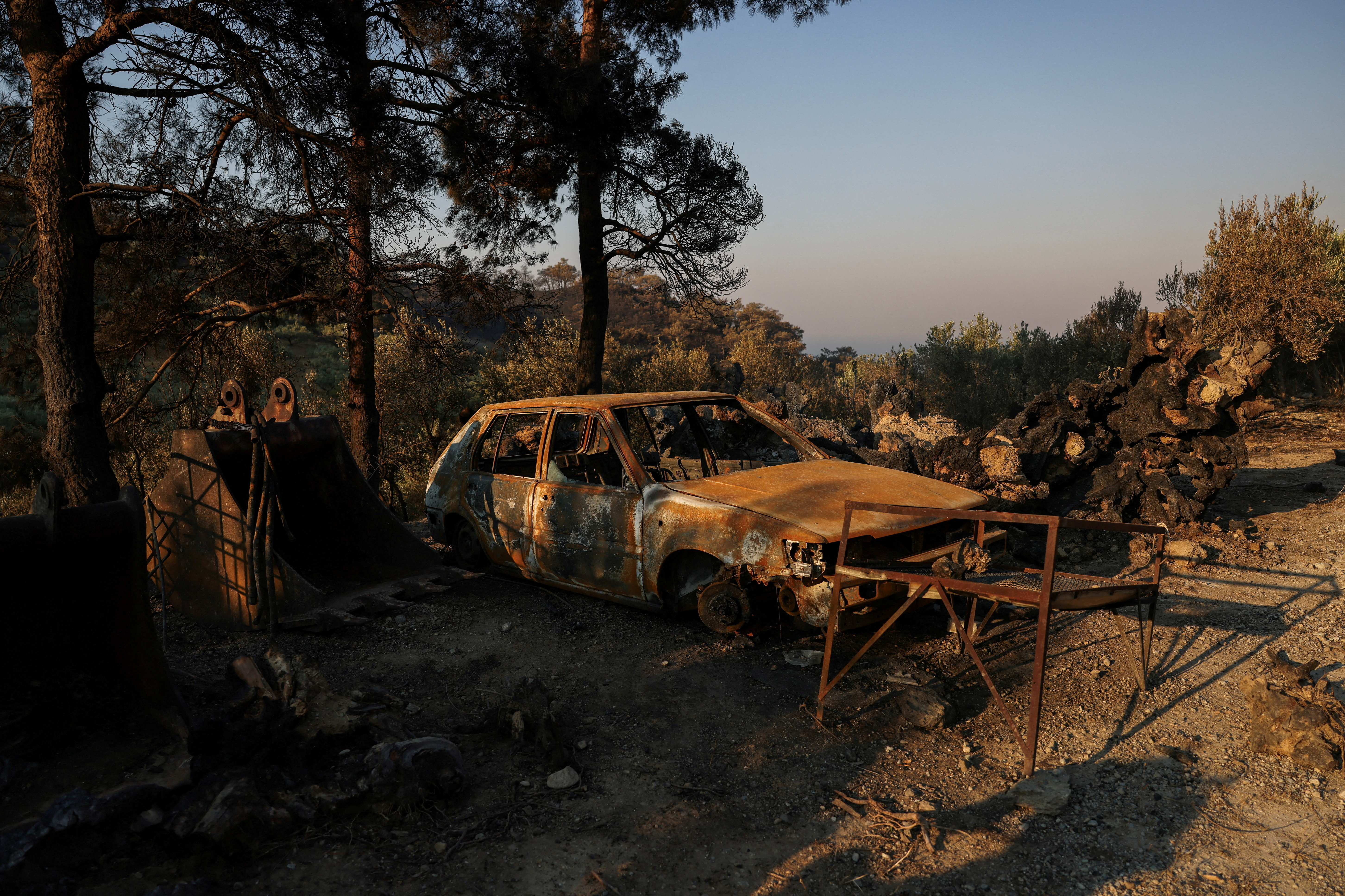 Wildfire burns in Ierapetra on the island of Crete