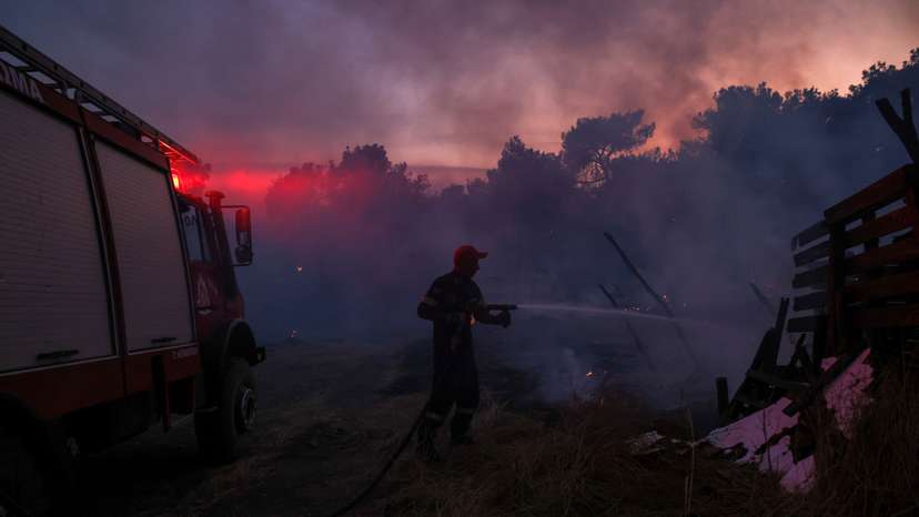 FILE PHOTO: Wildfire in the region of Evros