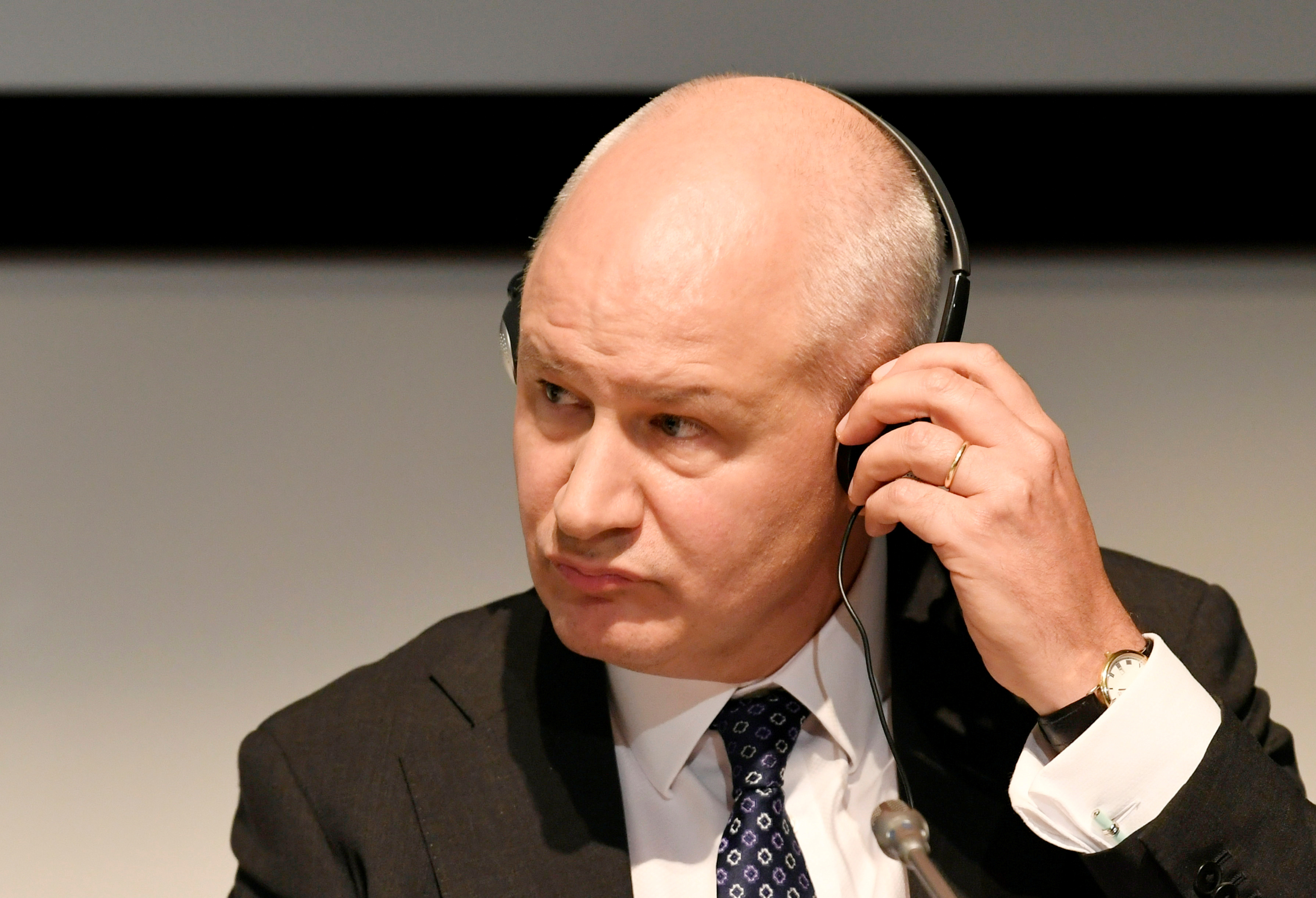 British Ambassador to the Netherlands Peter Wilson attends a news conference in The Hague