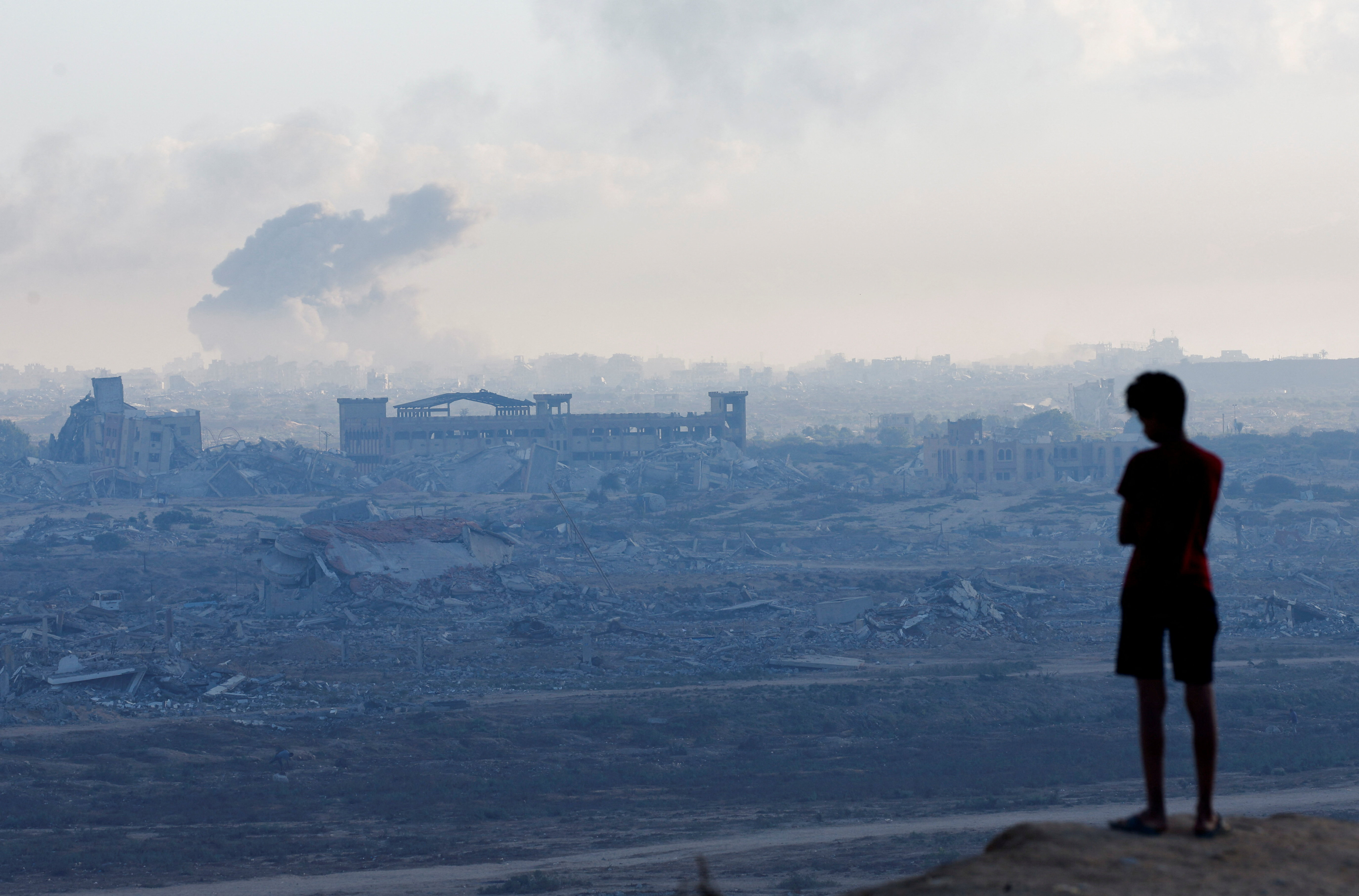Smoke rises during an Israeli military operation in Gaza City