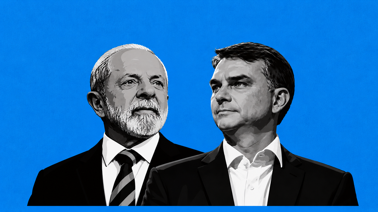 Ilustração dos candidatos à presidência Luiz Inácio Lula da Silva e Flavio Bolsonaro