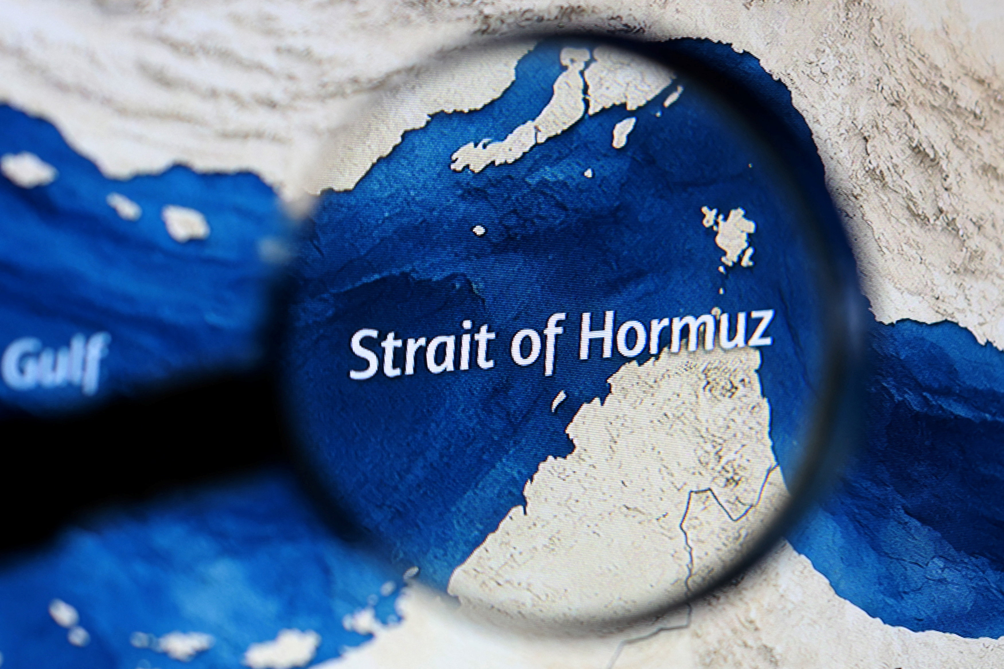 Illustration shows map showing the Strait of Hormuz