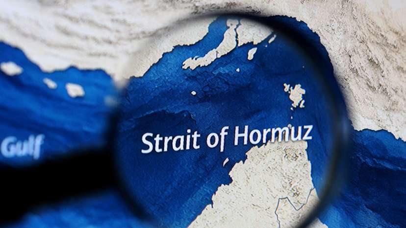 Illustration shows map showing the Strait of Hormuz