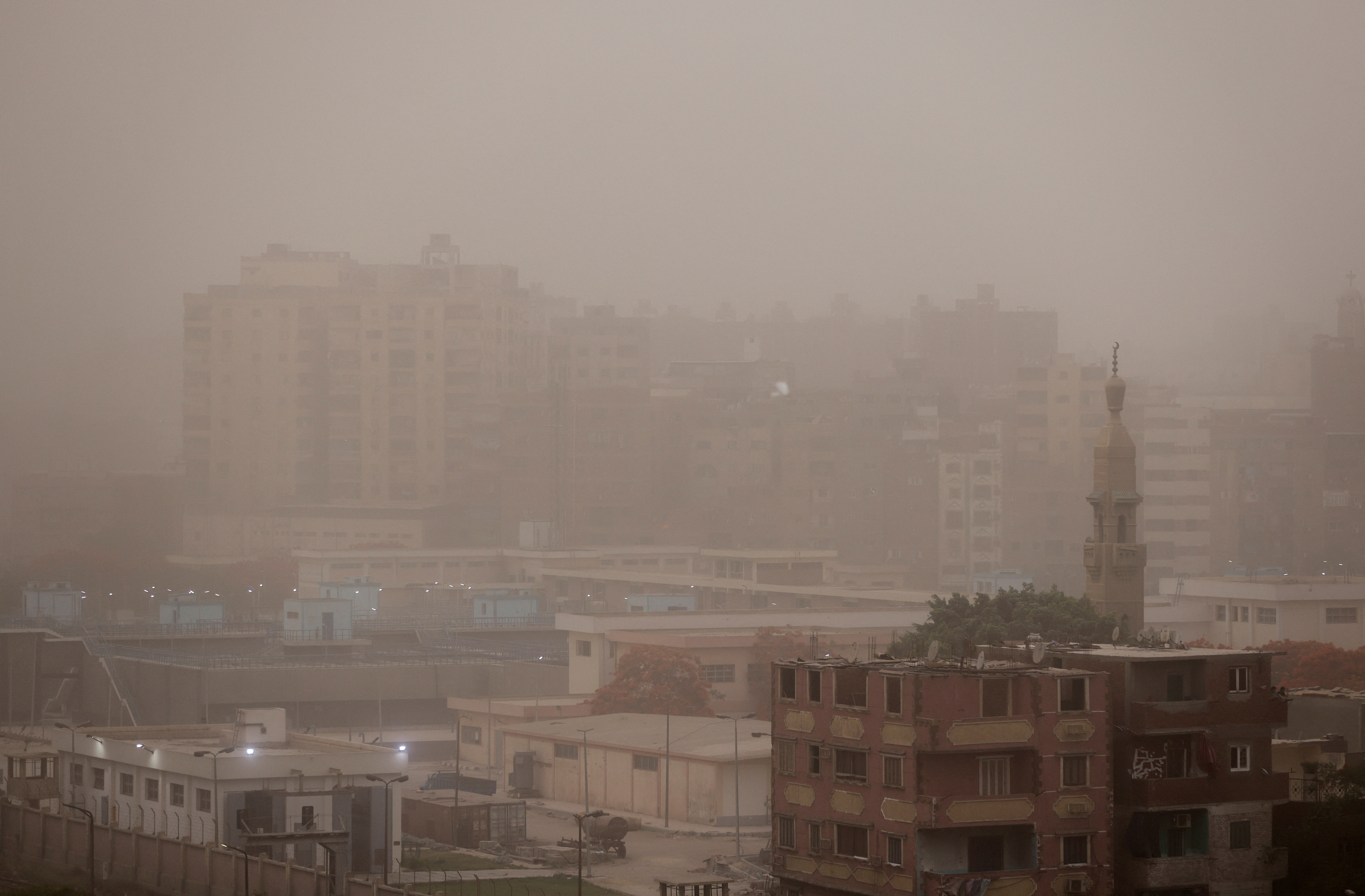 FILE PHOTO: General view of buildings during a sandstorm in Cairo