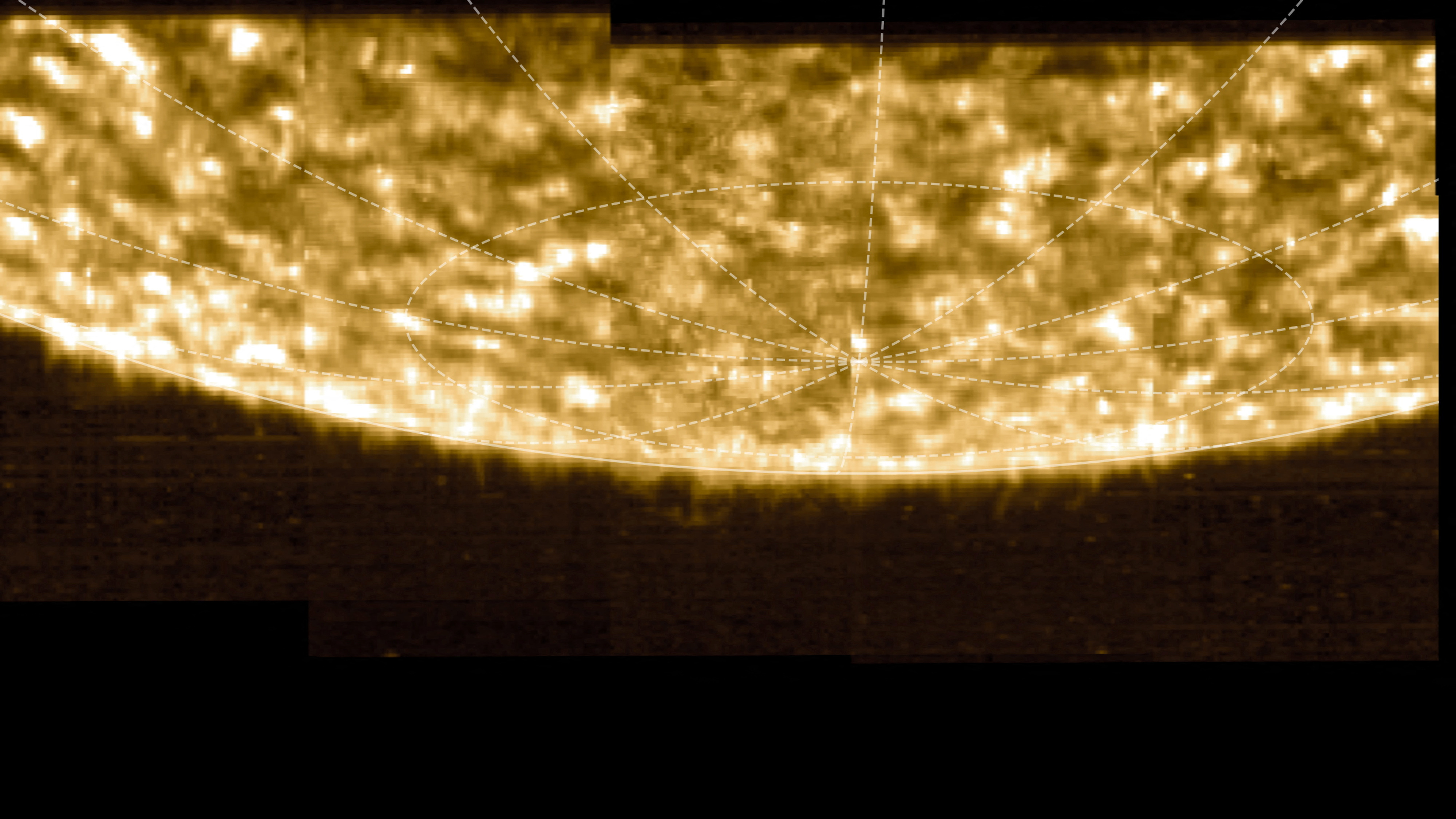 A radiance map of the sun's south pole as recorded by the Solar Orbiter spacecraft is seen in this image released by the European Space Agency
