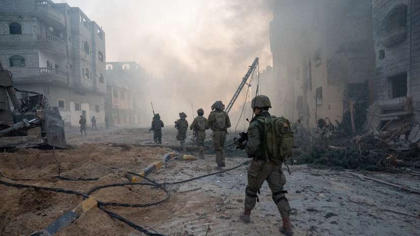 Israeli soldiers operate in the Gaza Strip