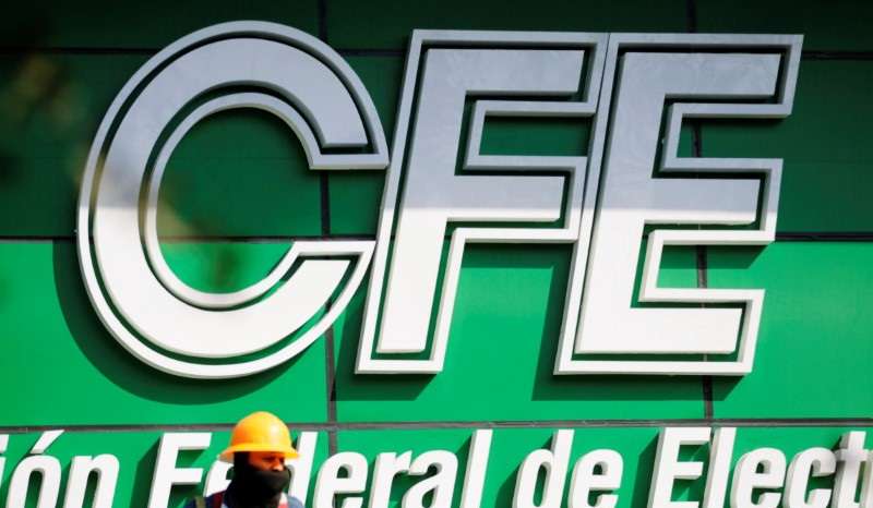 The logo of Mexico's state-run electric utility known as the CFE, is pictured at its building office in Monterrey