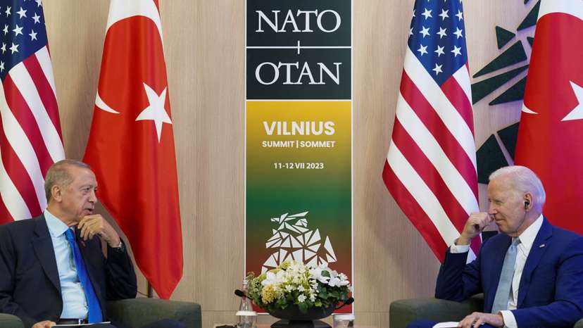 U.S. President Joe Biden meets with Turkish President Tayyip Erdogan at the NATO summit in Vilnius