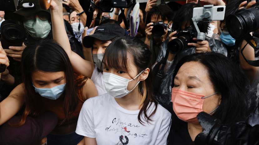 Pro-democracy activist Agnes Chow releases from prison after serving nearly seven months for her role in an unauthorised assembly during the city's 2019 anti-government protests, in Hong Kong